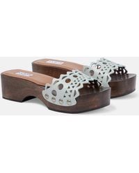 Alaïa - Vienne Leather And Wood Slides - Lyst