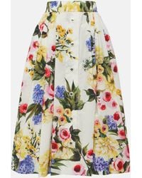Dolce & Gabbana - Jupe patineuse en coton à imprimé jardin - Lyst