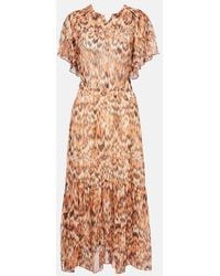 Isabel Marant - Odelia Printed Gathered Silk Midi Dress - Lyst