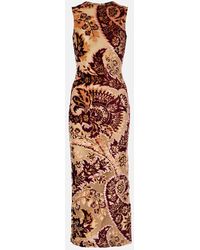 Etro - Paisley Velvet And Tulle Jacquard Midi Dress - Lyst