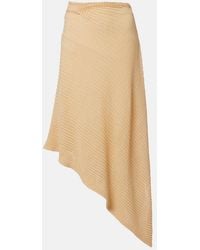 Victoria Beckham - Knitted Asymmetric Cotton-Blend Midi Skirt - Lyst