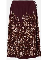 Dries Van Noten - Sequined Silk Midi Skirt - Lyst