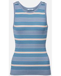 Prada - Striped Sleeveless Stretch-Cotton Knit Top - Lyst
