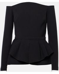 Safiyaa - Brien Off-Shoulder Crepe Peplum Top - Lyst