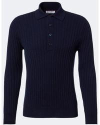 Brunello Cucinelli - Ribbed-Knit Cashmere Polo Sweater - Lyst
