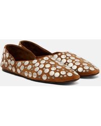 KHAITE - Jane Studded Suede Ballet Flats - Lyst
