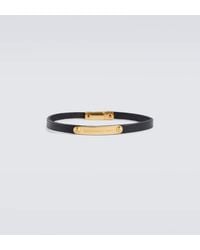 Saint Laurent - Logo-Plaque Leather Bracelet - Lyst