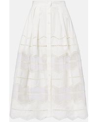 Elie Saab - Organza-Trimmed Cotton Midi Skirt - Lyst