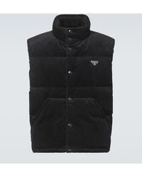 Prada - Daunenweste Aus Baumwoll-Cord - Lyst