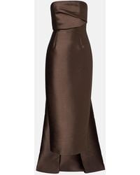 Solace London - Kiki Draped Strapless Satin Cocktail Dress - Lyst