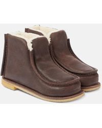 JW Anderson - Ankle Boots Aus Leder Mit Shearling - Lyst