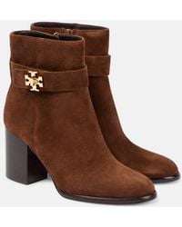 Tory Burch - T Lock Suede Ankle Boots - Lyst