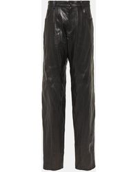 Mugler - Low-rise Leather Straight Pants - Lyst