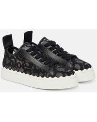 Chloé - Lauren Lace & Leather Sneaker - Lyst