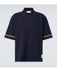 Thom Browne - Rwb Stripe Cotton Polo Shirt - Lyst