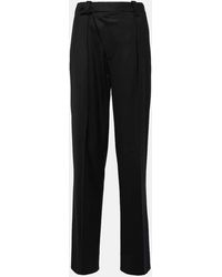 Victoria Beckham - Asymmetric Wool-blend Straight Pants - Lyst