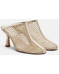 Souliers Martinez - Giulia Leather-Trimmed Fishnet Mules - Lyst