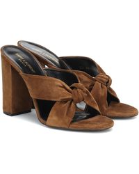 Saint Laurent Sandalen Loulou 100 aus Veloursleder - Braun