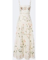 Agua Bendita - Lima Floral Embroidered Linen Maxi Dress - Lyst