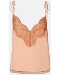 Valentino - Lace-Trimmed Silk Crepe De Chine Camisole - Lyst