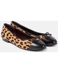 Tory Burch - Leopard-Print Calf Hair And Leather Ballet Flats - Lyst