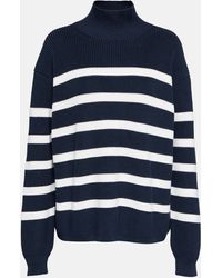 Loro Piana - Striped Silk And Cotton-blend Turtleneck Sweater - Lyst