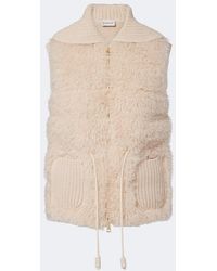 Moncler - Shearling And Cashmere Down Vest - Lyst