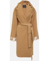 Balenciaga - Fringed Wool Wrap Coat - Lyst