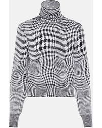 Burberry - Houndstooth Wool-blend Turtleneck Sweater - Lyst
