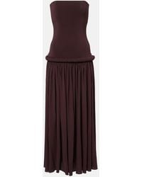 Alaïa - Strapless Gathered Jersey Maxi Dress - Lyst