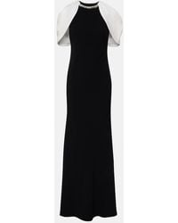 Roland Mouret - Embellished Caped Satin Crepe Gown - Lyst