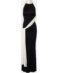 The New Arrivals Ilkyaz Ozel - Leia Scarf-Detail Halterneck Gown - Lyst