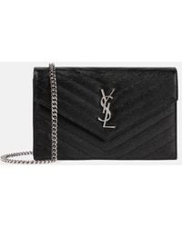 Saint Laurent - Portefeuille A Chaine Cassandre Matelasse Envelope En Cuir - Lyst
