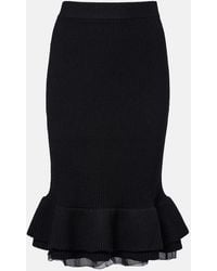 Nina Ricci - Peplum Wool-Blend Midi Skirt - Lyst