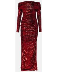 Dolce & Gabbana - Sequined Off-shoulder Ruched Gown - Lyst