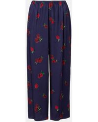KHAITE - Mindy Printed Twill Wide-Leg Pants - Lyst