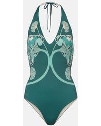 La DoubleJ - Printed Halterneck Swimsuit - Lyst