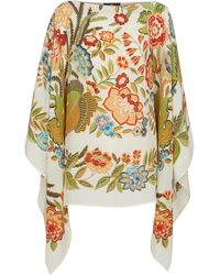 Etro Floral Silk Poncho - Multicolour