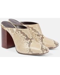 Chloé - Ambre Snake-Effect Leather Mules - Lyst
