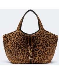 Saint Laurent - Icare Leopard-Print Calf Hair Shopper - Lyst