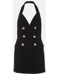 Balmain - Elegant Chain-Buttoned Halter Mini Dress - Lyst