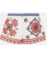 FARM Rio - Embroidered Cotton-Blend Shorts - Lyst