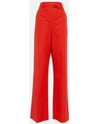 Valentino - High-rise Wide-leg Cotton Pants - Lyst