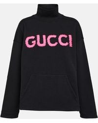 Gucci - Logo Cotton Jersey Turtleneck Sweatshirt - Lyst