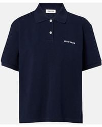 Miu Miu - Polo De Pique De Algodon Con Logo - Lyst