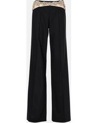 Costarellos - Stelle Embellished Wool-Blend Slim Pants - Lyst