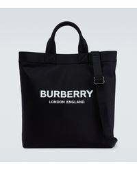 Burberry Tote de nylon con logo - Negro