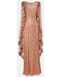 Jenny Packham - Blaize Caped Embellished Gown - Lyst