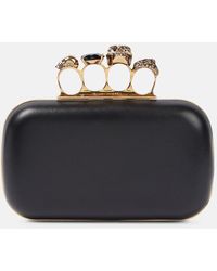 McQueen - Skull Four Ring Clutch Aus Leder Mit Verzierungen - Lyst