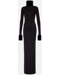 The New Arrivals Ilkyaz Ozel - Priscilla Faux Fur-Trimmed Silk-Blend Gown - Lyst